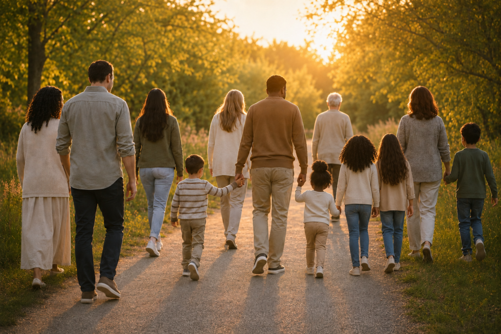 Families and children participating in the Hope for Humanity Walk