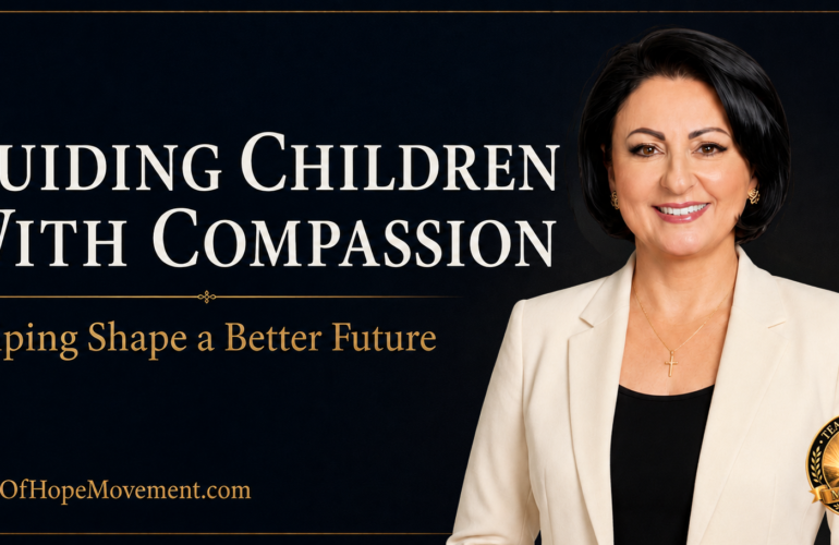 Dr. Aimmee Kodachian beside the Tears of Hope Movement logo with the words Guiding Children With Compassion